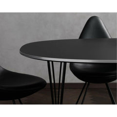 Fritz Hansen Table Series black super elliptical dining table detail Piet Hein Bruno Matthson Arne Jacobsen
