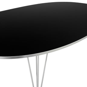 Fritz Hansen Super Elliptical Table Black Top Chrome Leg Detail