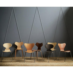 Fritz Hansen Arne Jacobsen Series 7 Grand Prix and Ant Chairs in Natural Wood Veneers