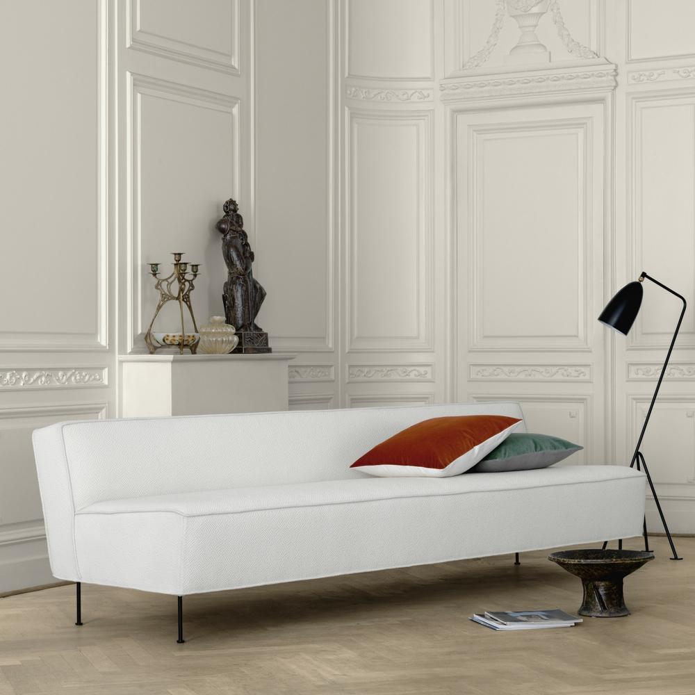 Greta Grossman Gräshoppa Floorlamp with her Modern Lines Sofa by GUBI
