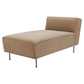 Modern Line Chaise Lounge Sofa with Gubi 208 Velvet by Greta M. Grossman for GUBI
