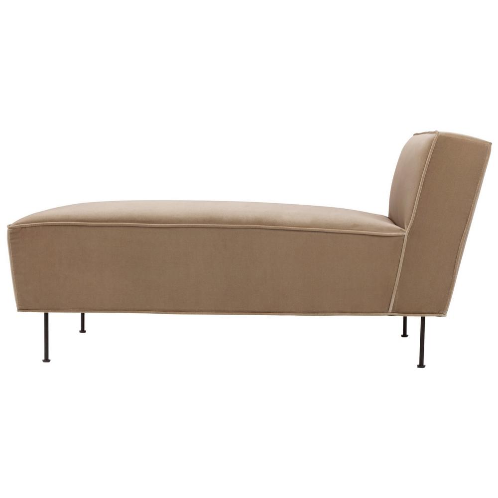 Modern Line Chaise Lounge Sofa with Gubi 208 Velvet Fabric by Greta M. Grossman for GUBI