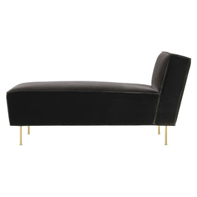 Greta M. Grossman Modern Line Chaise Lounge Sofa with Brass Legs and Velluto Contone 130 Fabric by GUBI
