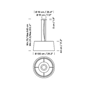 GT1000 LED Suspension Lamp Dimensions by Santa & Cole