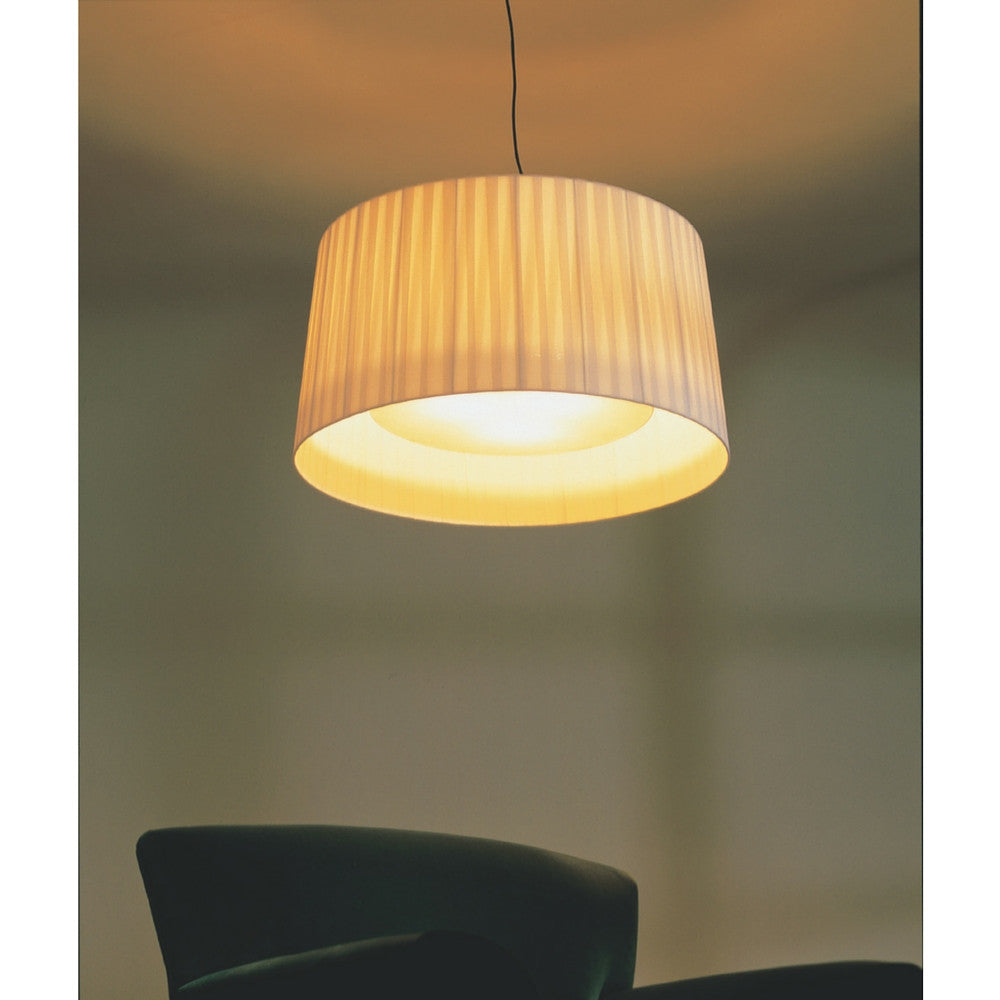 GT7 Suspension Lamp with Natural Ribbon Shade over chair from Santa & Cole