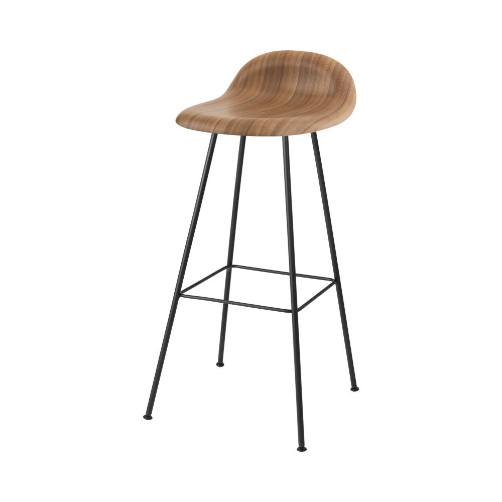GUBI 3D Barstool with Walnut Seat and Conic Base