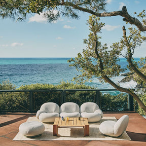 GUBI Atmosfera Outdoor Coffee Table with the Pacha Outdoor Collection by Pierre Paulin