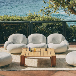 GUBI Atmosfera Outdoor Coffee Table with the Pacha Outdoor Collection by Pierre Paulin