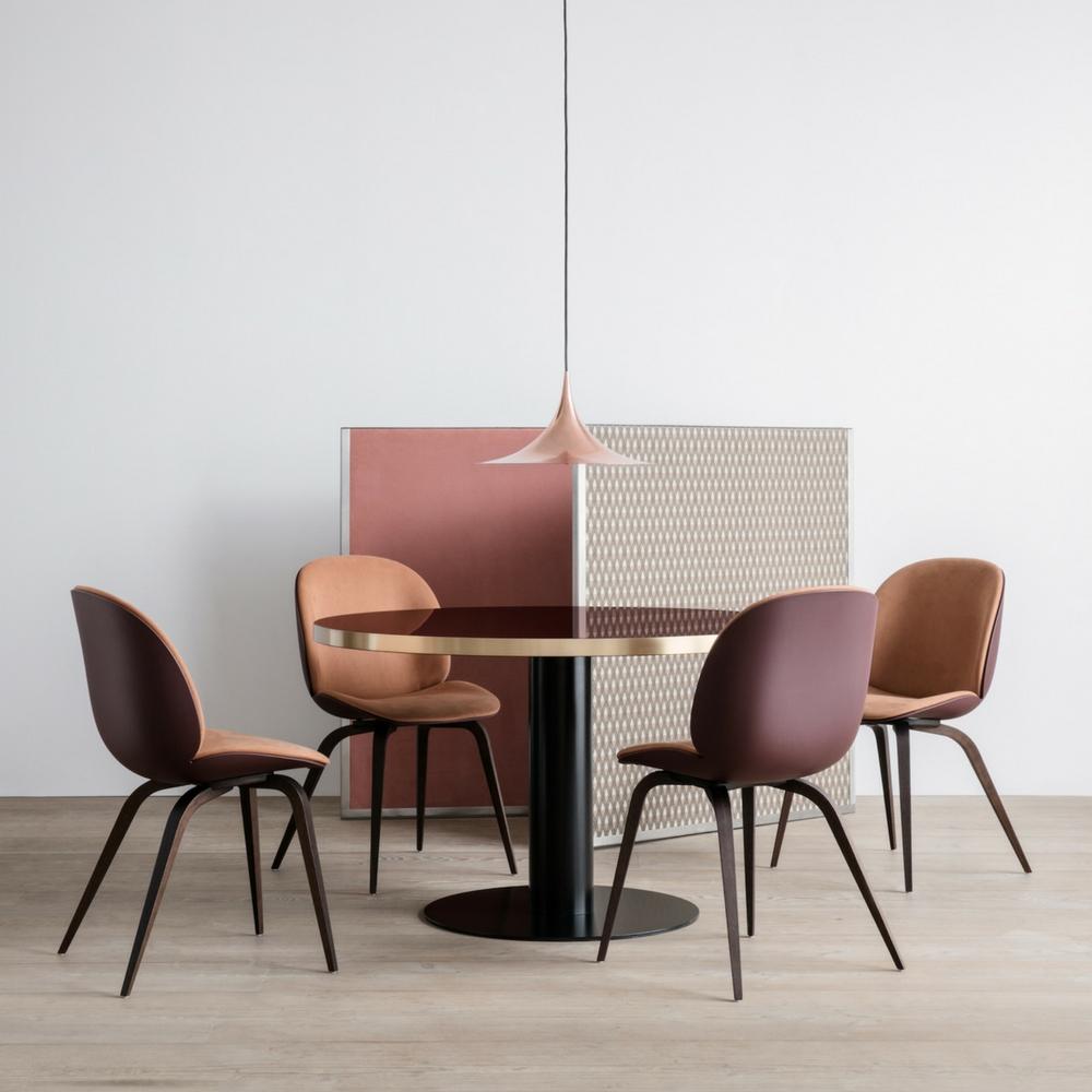Gubi Copper Semi Pendant in Office with Beetle Chairs