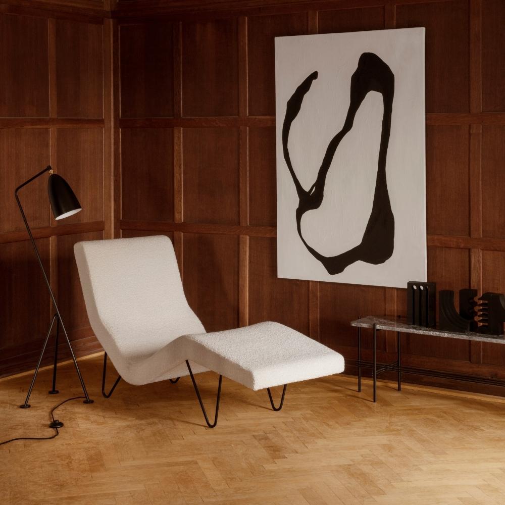 GUBI Grasshopper Floor Lamp with GMG Chaise by Greta Grossman