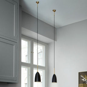 GUBI Grasshopper Pendant Lights in Kitchen Brass Canopy Detail