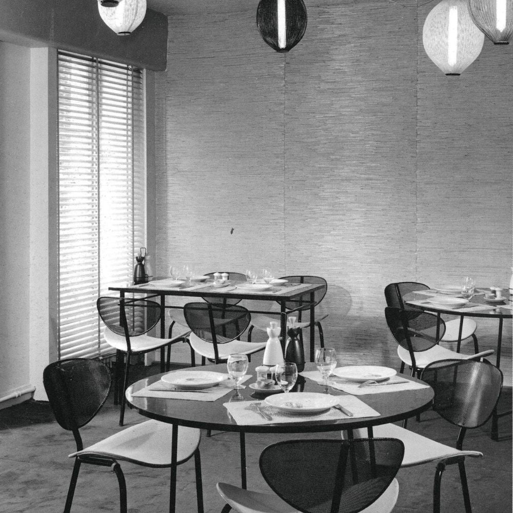 Mategot Nagasaki Dining Chairs in 1950s era Cafe