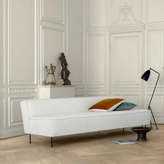 GUBI Modern Line Sofa by Greta Grossman in Room with Grasshopper Lamp