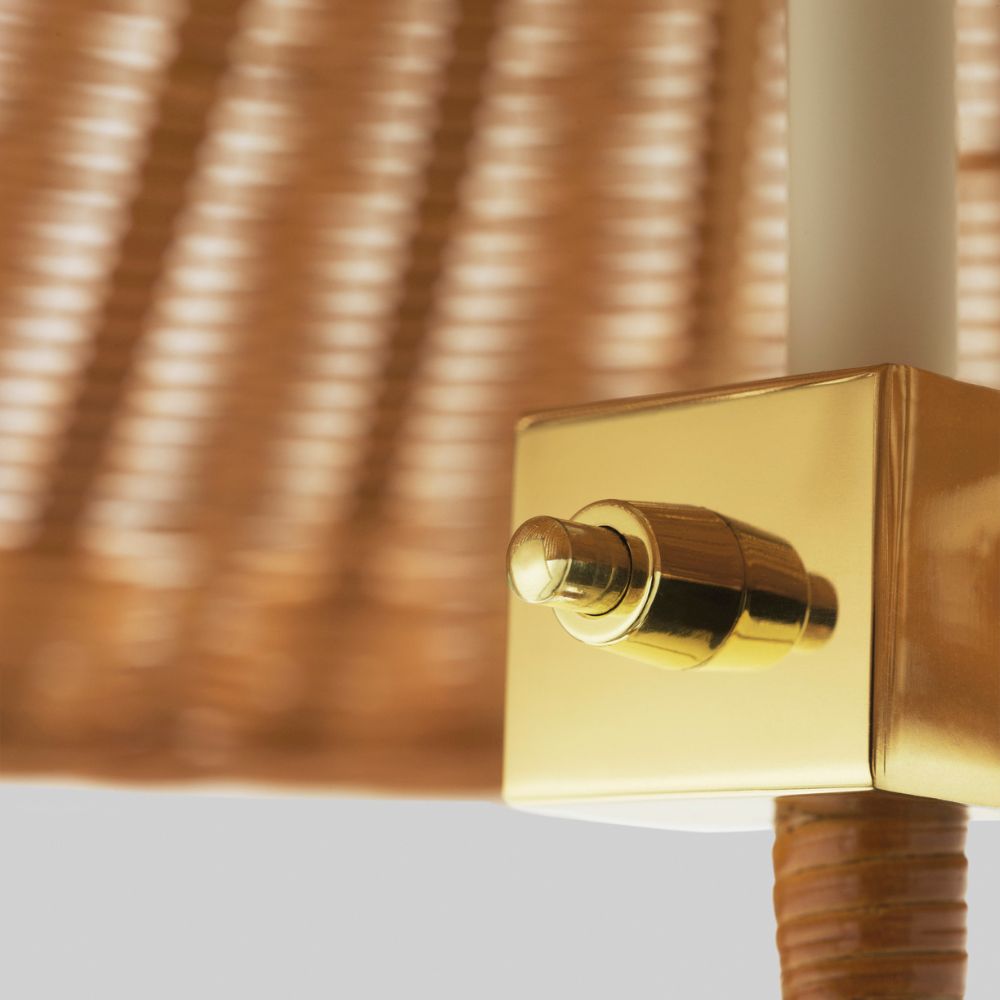 GUBI 9602 Floor Lamp Wicker Willow Shade Brass Switch Detail