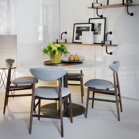 GUBI PD2 Floor Lamp by Barba Corsini in Dining Room with Mategot Shelves and Gent Chairs