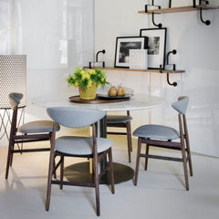 GUBI PD2 Floor Lamp by Barba Corsini in Dining Room with Mategot Shelves and Gent Chairs