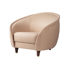GUBI Revers Lounge Chair with Walnut Legs and Dedar Sinequanon 029 Crema Upholstrey