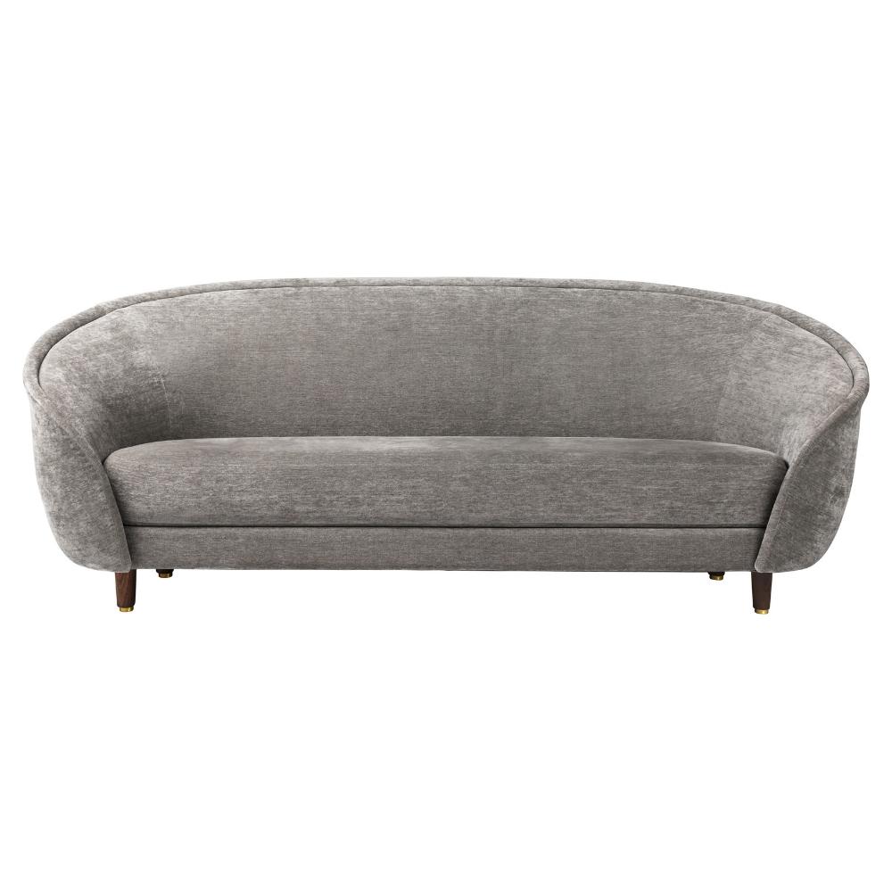 GUBI Revers 84-inch Sofa with Walnut Legs and Dedar Belsuede 011 Grey Upholstery