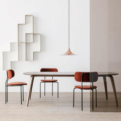 GUBI Coco Dining Chairs in room with Semi Pendant Light