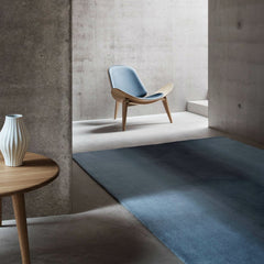 Wegner Shell Chair Blue and Oak in room with CH008 Carl Hansen and Son