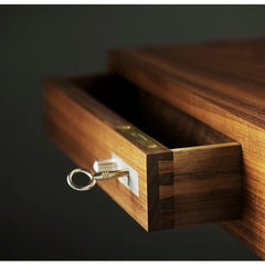 Wegner CH110 Desk in Walnut Dovetailed Drawer with Key Detail