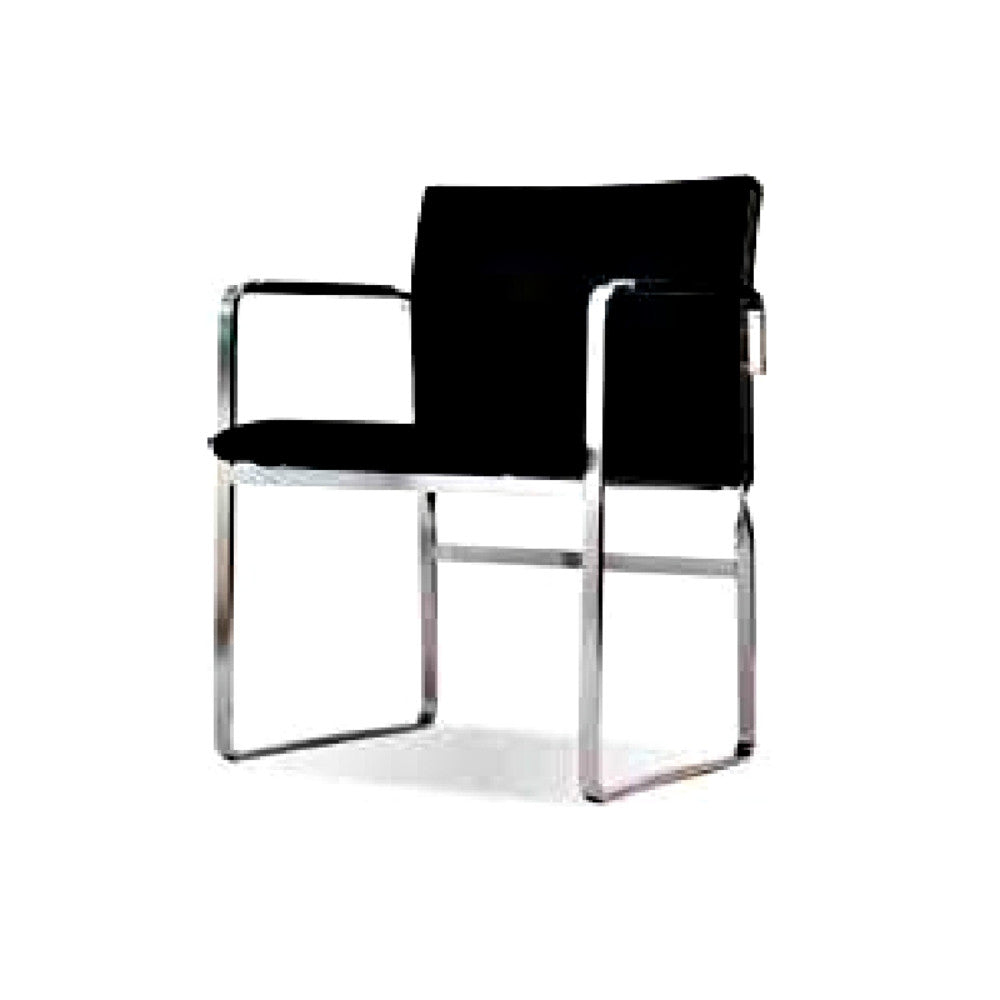 Hans Wegner CH111 Office Chair Black Leather Stainless Steel Angled Carl Hansen & Son