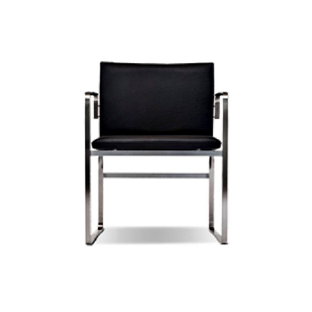 Hans Wegner CH111 Office Chair Black Leather Stainless Steel Carl Hansen & Son