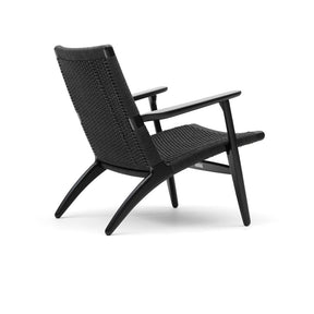 Hans Wegner CH25 Longe Chair Black Oak with Black Paper Cord Back Carl Hansen & Son