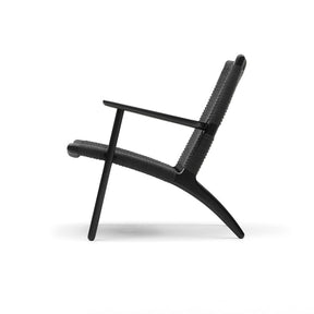 Hans Wegner CH25 Longe Chair Black Oak with Black Paper Cord Side Carl Hansen & Son