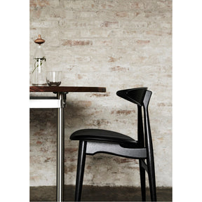 Wegner CH33 Chair Black Lacquered Frame with Black Leather Seat in Restaurant Carl Hansen & Son