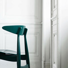 Carl Hansen and Son Wegner CH33 Dining Chair Green Lacquer Back Detail