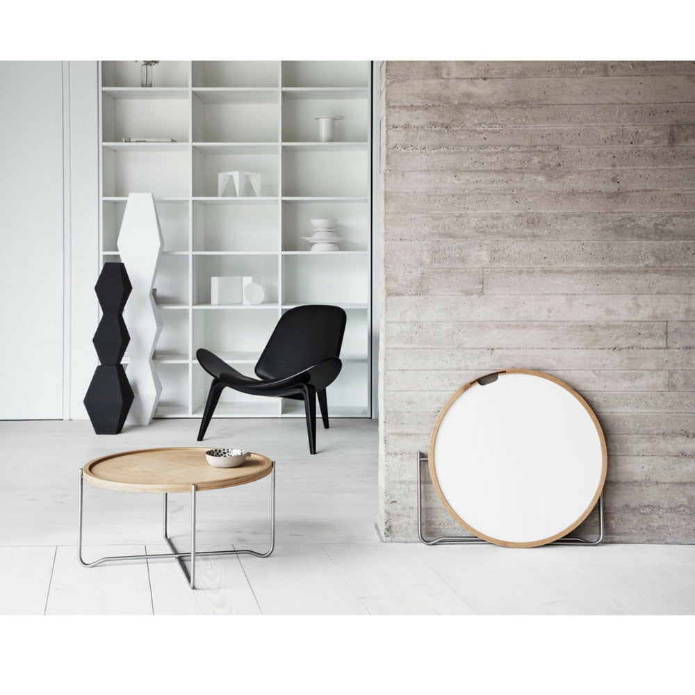 Wegner Tray Table Natural Oak in room with Shell Chair Carl Hansen & Son