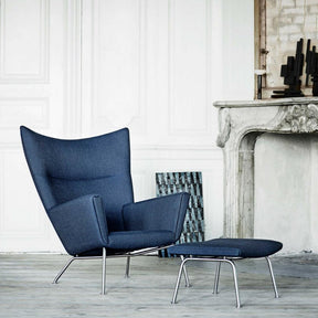 Wegner Wing Chair CH445 in room with CH446 Ottoman Carl Hansen & Søn