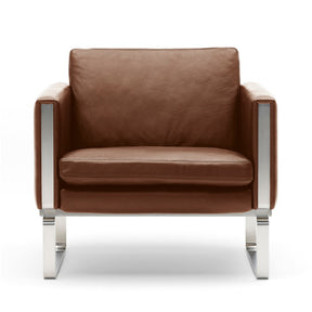 Wegner CH101 Brown Leather Club Chair Front Carl Hansen & Son