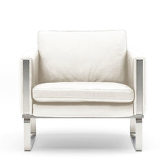 Wegner CH101 White Leather Club Chair Front Carl Hansen & Son