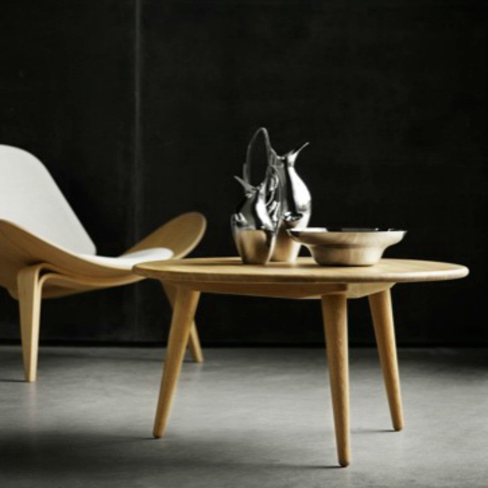 Hans Wegner Coffee Table CH008 Oak in Room with Shell Chair Carl Hansen & Son