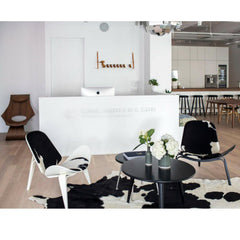 Hans Wegner Shell Chairs CH07 Black and White Cowhide in Carl Hansen and Son NY Showroom