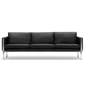 Hans Wegner CH103 Sofa Black Leather Front Carl Hansen & Son