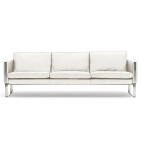 Hans Wegner CH103 Sofa White Leather Front Carl Hansen & Son