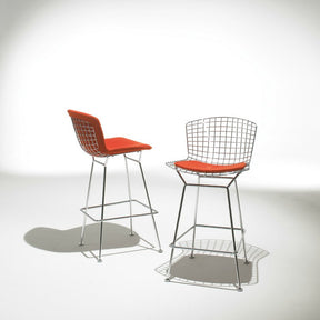 Harry Bertoia Barstools Chrome Red Cushions Knoll