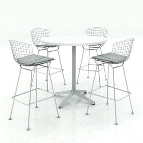 Harry Bertoia Barstools Chrome Cafe Table Silver Cushions Knoll