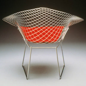 Harry Bertoia Diamond Chair Chrome Red Cushion Back Knoll