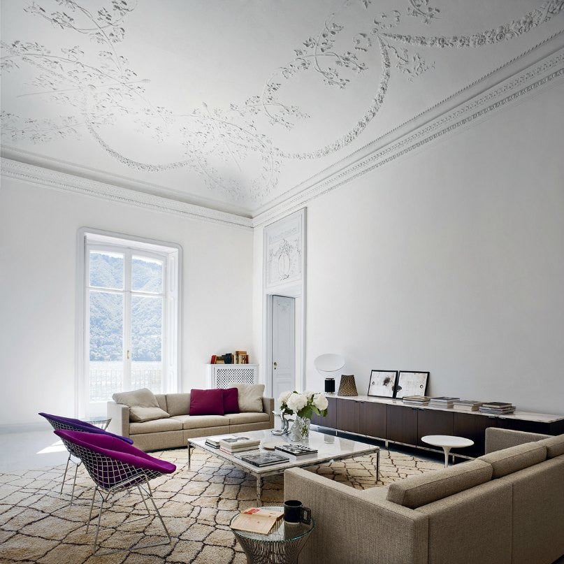 Florence Knoll Coffee Table in Room with Diamond Chairs and Credenza