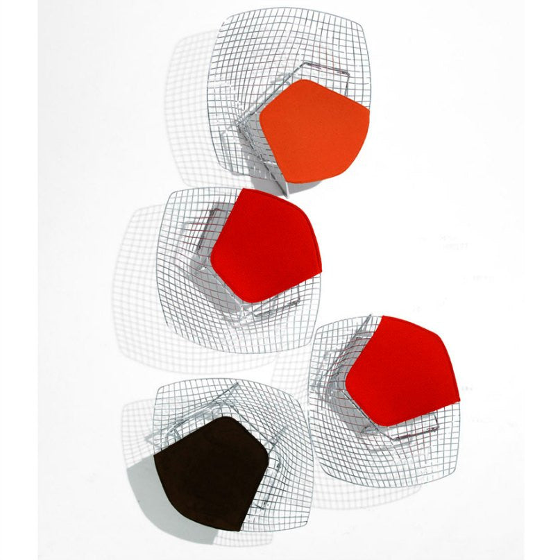 Harry Bertoia Diamond Chairs Chrome Red Cushions Aerial Knoll