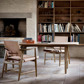 Borge Mogensen Hunting Table with Huntsman Chairs in Oak and Natural Leather Carl Hansen and Son