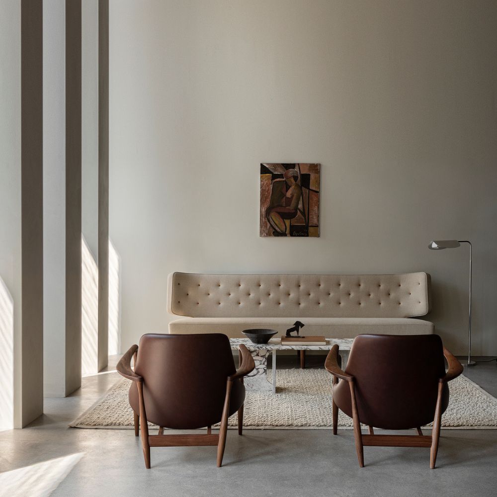 Icons by Menu Elizabeth Lounge Chair by Ib Kofod-Larsen with Radiohus Sofa