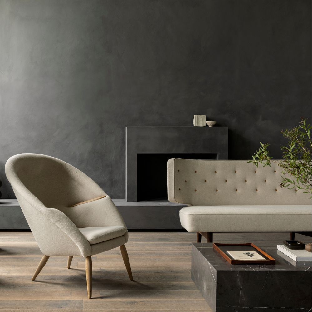 Icons by Menu Oda Lounge Chair with Radiohus Sofa and Plinth Grand