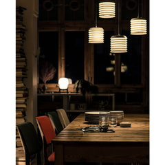 Ilmari Tapiovaara Maija Suspension Lamps over Dinner Table by Santa & Cole
