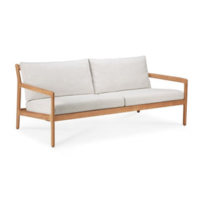 Ethnicraft Teak Jack Outdoor Sofa 2-Seat with Off White Cushions