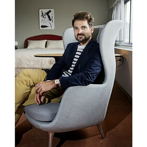 Jaime Hayon in Ro Chair in Royal Copenhagen Hotel Fritz Hansen